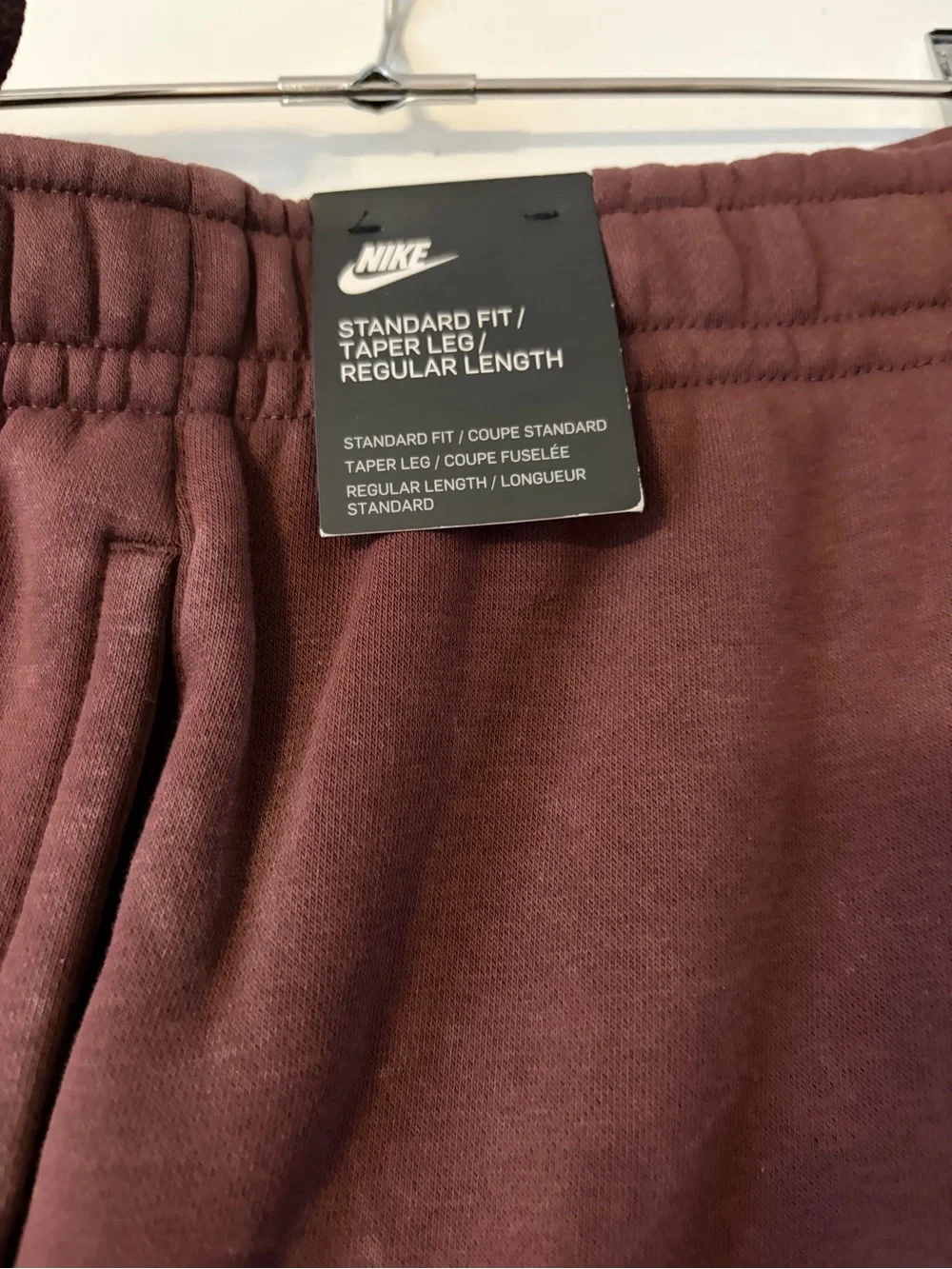 Nike Mens Burgundy Fleece Joggers with White Swoosh XL